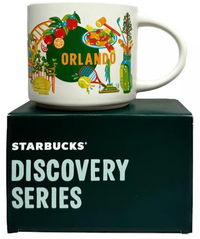 Starbucks Discovery Series Orlando Ceramic Mug, 14 oz. Microwave and Dishwasher Safe, Regular, White