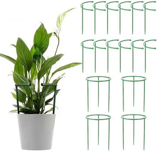 Paquete de 12 estacas de soporte para plantas, anillo de soporte de plástico semicircular empalmable mejorado, soporte de flores de jardín para peonías, hortensias Monstera y plantas trepadoras,