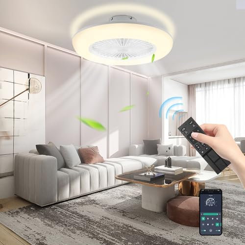 Anseoba Ventilador de techo con iluminación de 80 W, lámpara de techo con mando a distancia, ventilador de techo giratorio en dos direcciones, luz regulable y velocidad del viento, para salón