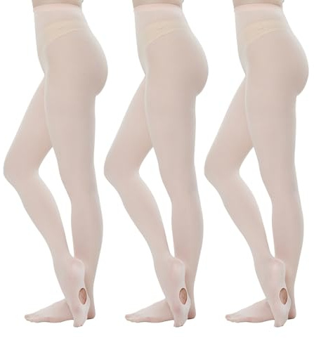 MANZI Collant convertibili da donna, ultra morbidi, a vita media, per danza, confezione da 3, 3 paia di ballerine rosa, S-M