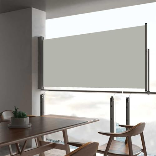 Myheimly Seitenmarkise Ausziehbar Sonnenschutz Sichtschutz Windschutz Seitenrollo Markise Seitenwandmarkise Balkon Garten Terrasse Creme,60 x 300 cm