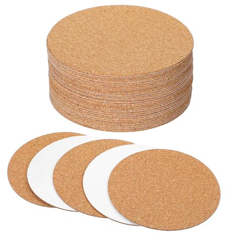 30 Stück Selbstklebende Korkuntersetzer 8cm Korkpads Runde Isolierung Kork Trägerplatten für Home Restaurant Büro DIY Korkunterlage Kleine Töpfe Bastelarbeiten Möbel Zuhause