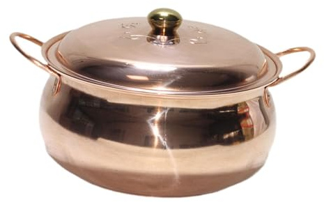 Olla De Cobre para Sopa, Olla De Calentamiento Rápido, Cacerola De Doble Asa Martillada, Olla para Cocinar A Gas, 24 Cm，Copper-24cm