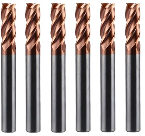 DAJAVE 6 Stück Hartmetall Schaftfräser 6mm, 4 Zähne/4 Schneiden, AlTiN Schwarz Beschichtung CNC Fräser, VHM Fräser Für Metall Holz Acryl Kunststoff