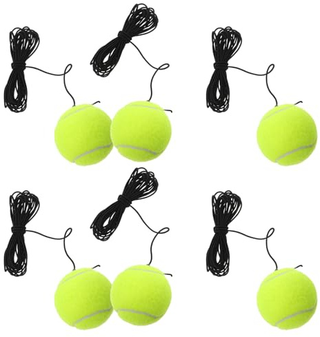 TOYANDONA 6 Pièces Kit Entraînement Tennis avec Balles à Élastique et Rebond pour Débutants Outil de Pratique Intérieur et Extérieur avec Corde Résistante