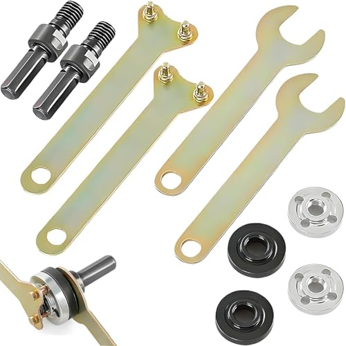 10 Pcs Drill to Angle Grinder Adapter, Angle Grinder Adapter for Drill, with Wrench Pressure Plate and 10mm Conversion Rods, Used for Cutting Discs Polishing Discs Repair Kit Tools