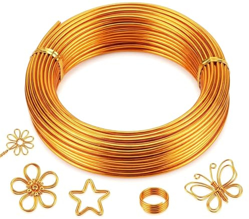 jwtyu 10m Filo Alluminio 3mm Filo di Ferro Modellabile Oro Rosa Da Utilizzare in Artigianato Scultura Arti Decorative Gioielleria Ghirlande Piante in Vaso ecc