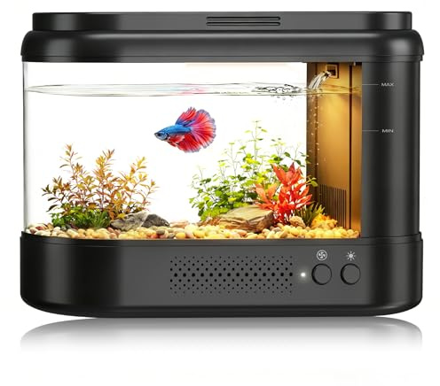 EVIEUN 3,7L Petit Aquarium Complet Noir Aquariums en Acrylique