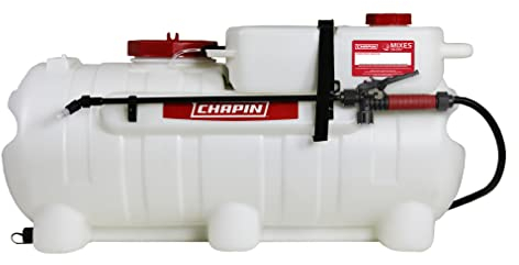 CHAPIN 97561 Made in the USA 25 Gallon Mixes on Exit 12V, 2.5 GPM Pump ATV/UTV Spot Sprayer with Separate Water Tank Than Concentration Tank to Mix on Demand, Translucent White