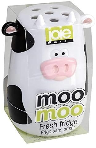 Joie Moo Moo Fresh Fridge Deodorizer, Reusable Baking Soda Holder, Compact Odor Absorber and Smell Eliminator for Refrigerator or Freezer, Cute Kitchen Gadget, BPA-Free, Cow