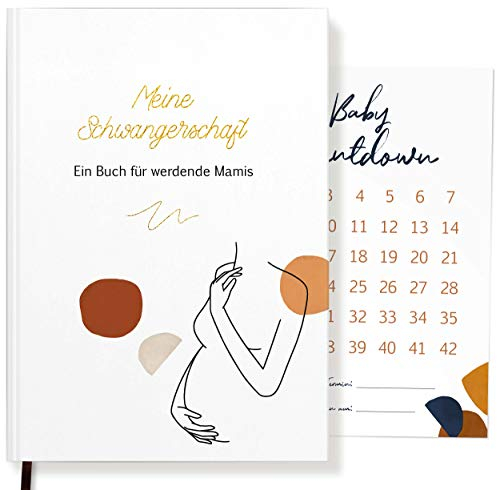 OLGS Schwangerschaftstagebuch Meine Schwangerschaft Modern Line-Art | Erinnerungsbuch Ratgeber Geschenkidee Babyparty | Geschenk für Schwangere Gratis Baby Countdown (Modern Line-Art)