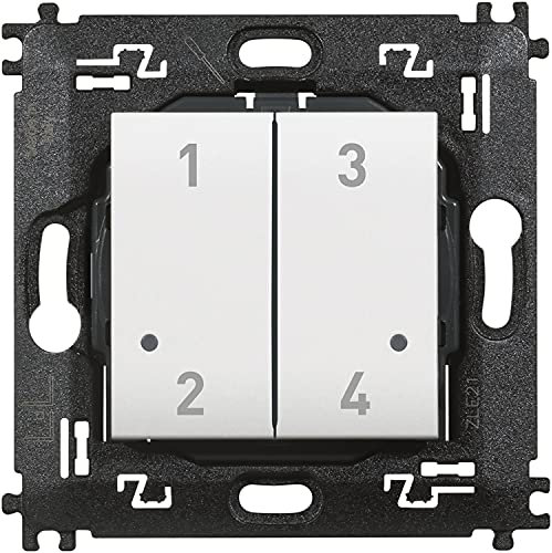 BTICINO Comando 4 Scenari Livinglight N4575CW, Comando Centralizzato per Luci, Tapparelle e Prese Smart, Interruttore WiFi con Batteria, Superficiale, Controllo da Remoto, Automazioni, Smart Home
