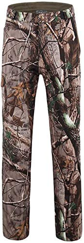 Czen Men's Tactical Camouflage Softshell Pants Military Fleece Lined Multipockets Outdoor Trekking Pants Waterproof Hunting Pants Warm Thickened (withered leavesi,M)