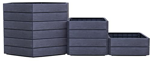 Garantia Ergo Vario 3 Hochbeet Wood, inkl. Flora Wassersparsystem - Blumentopf, Hochbeete für Garten, Pflanzkübel Groß Außen, Blumenkasten, Blumentopf Hoch, Blumenkübel, Blumenkübel Outdoor