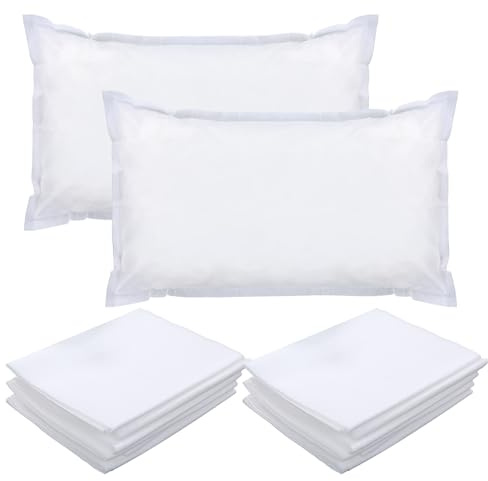 Prasacco 20 Stück Kissenbezüge, 80 x 50 cm Einweg Kissenbezug Weißer Kissenbezug aus Vliesstoff Tragbarer Reisekissenbezug Atmungsaktiver Kissenbezüge für Schönheitssalons, Hotels, Pensionen, Reisen