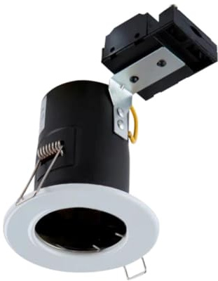 Set of 10 White Fixed GU10 Fire Rated Recessed Downlights, Ceiling Spots, LED Compatible