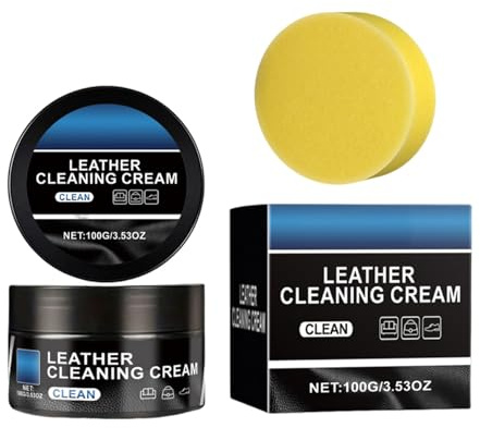 Uqezagpa Crema limpiadora de cuero para múltiples superficies, herramienta de limpieza multiusos para evitar grietas y decoloración, cuidado automático con eliminación de manchas