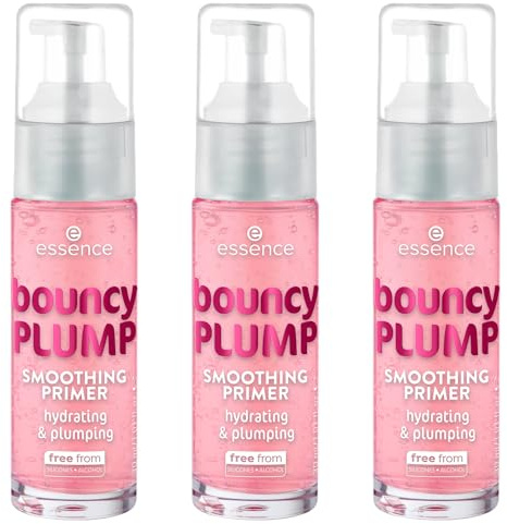essence bouncy PLUMP SMOOTHING PRIMER, Pink, feuchtigkeitsspendend, glättend, pflegend, natürlich, vegan, ölfrei, ohne Alkohol, ohne Parabene, 3er Pack (3x30ml)