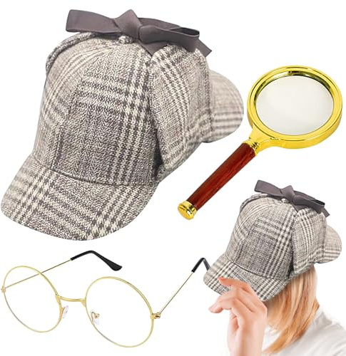 Kit costume da detective - Completo per gioco di ruolo per bambini, occhiali con cappello retrò, pacchetto di per cosplay, divertente oggetto di scena, attrezzatura per abiti da festa | Idea