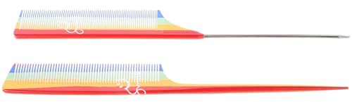 DECHOUS Set 2 Pettini a Coda di Topo per Parrucchiere Pettine per Cotonare e Separare Chioma Strumento per Taglio e Tintura Impugnatura Antiscivolo Uso Professionale e Domestico