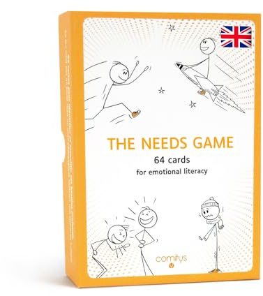The Needs Game by Comitys - Non-Violent Communication (NVC) Cards for Families & Groups - 56 Flashcards to Resolve Conflict & Build Emotional Intelligence - SEL Resource for School & Therapy