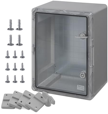 BOXEXPERT® Verteilerkasten außen wasserdicht [ABS Kunststoff IP65 Gehäuse inkl. Sichttür] grau (Serie Fleet) 400x300x220mm | Schaltschrank außen | Wandschrank | Industriegehäuse | Leergehäuse