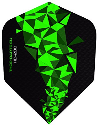 THOR-DARTS 7 set (= 21Flights) 150 Micron extra stark dart Flights HD-280 F2 svart-grön extra lång hållbar (150 mic, jämförbar Rhino+ eller femkamp HD150) (21)
