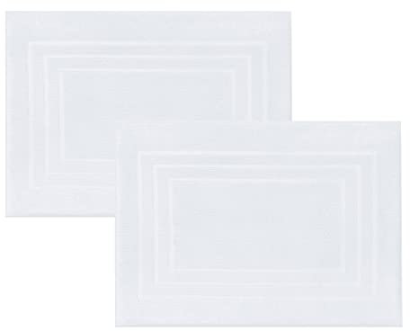 Class Home Collection 2er Pack Frottee Badvorleger | Doppelpack Duschvorleger 50x70 cm | Weiß