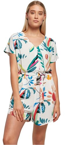 Urban Classics Damen Ladies Short Viscose Belt Jumpsuit whitesandfruity, 5XL