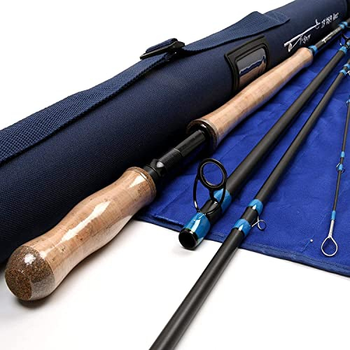 Maximumcatch Spey Fliegenrute 4/5/6/7/9ft 4/6 teilige Fliegenfischen Rute IM10 Kohlefaser-Rute mit Cordura Rohr (12ft6(370cm) 7/8wt 6 Teile)