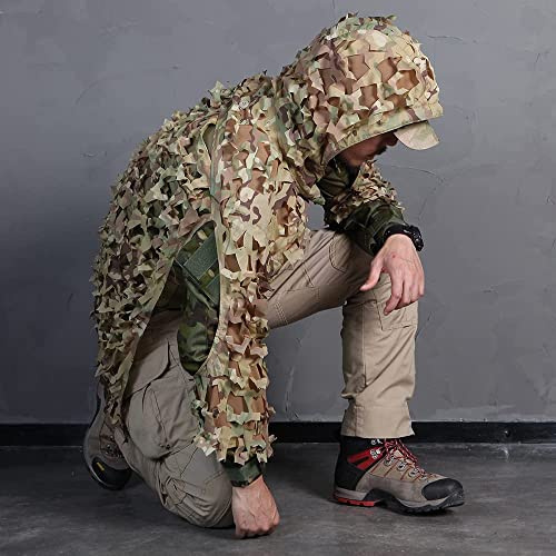Tactical Cronex Lightweight Ghillie Suit for Men 3D Leafy Camo Suit Gilly Suit Bush Costume Airsoft Camouflage Hunting Clothes for Adult