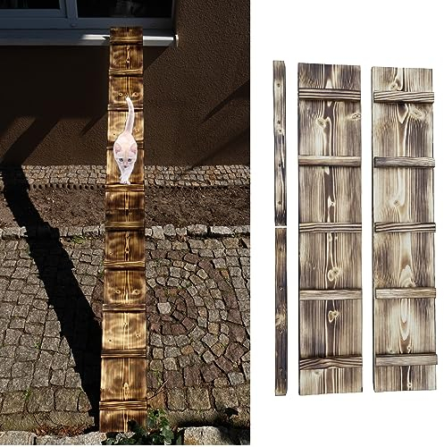 Katzenleiter Katzentreppe Geflammt Katzenstufe für Balkon 1m bis 6m mit Klemmen (Länge: 2m)