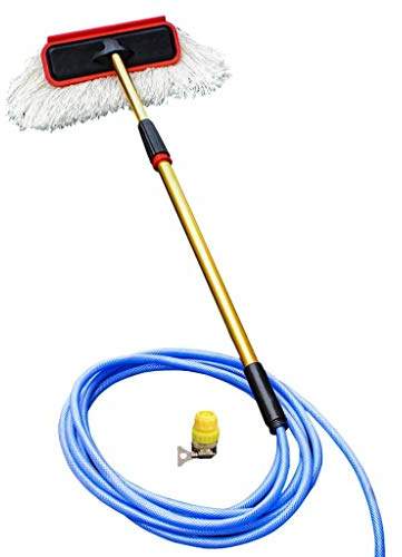 ZYMEN Brosse de Lavage de Voiture Flow-Thru – Accessoires de Voiture pour Le Lavage des camions, équipement de Lavage de Voiture – Balai à poussière pour Le Nettoyage des sols (Tuyau Flow-Thru+mop)