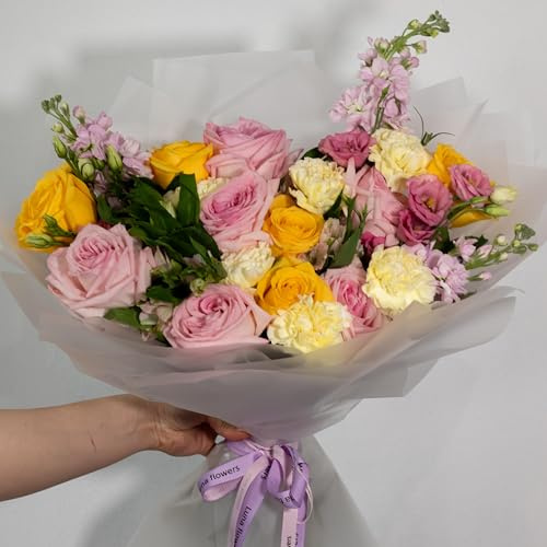 Luna Flowers Fresh Sunset Blooms Bouquet - Fresh Cut Flowers Delivery Gift | Flowers Bouquet for Birthday, Valentine’s Day, Gift For Mom, Girlfriend or Home Decor