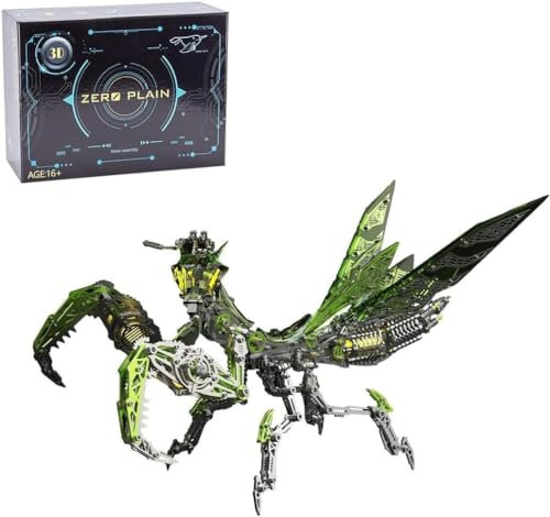 3D Metal Puzzle Model Kits, 1109 PCS Praying Mantis Stainless Steel Jigsaw with Tool, Mechanical Insect Animal Puzzle Metal Toy Gift for Adults Kids Teens