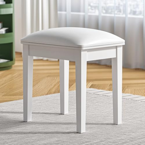 Organizedlife Modern pall, toalettbord, sittpall vadderad med halkfria golvkuddar, för omklädningsrum, sovrum, entré, böjt ben, vit (1, raka ben)