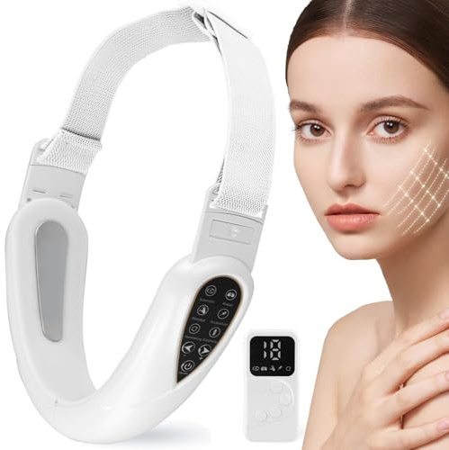 Masseur électrique de mise en forme du visage en V, masseur facial, entraîneur de mâchoire, 5 modes de massage du visage avec lampe à lumière rouge, 5 sources de lumière, massage visage double menton