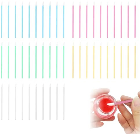 MEXRUMI 50 Pinceles Microaplicadores, 5 Pinceles Desechables De Colores Para Extensiones De Pestañas, Maquillaje, Cuidado Dental Y Bucal, Pincel Corrector, Aplicador De Labios