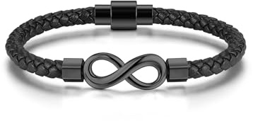 Jovivi Mens Infinity Bracelet For Men jewellery,Men's Black Braided Leather Bracelet Man Gifts for Men Him Boyfriend Birthday Christmas