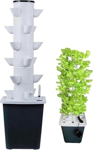 Kit de culture hydroponique de jardin, 30 capsules de culture, tour hydroponique, kit de culture aéroponique, tour hydroponique aquaponique avec pompe à eau, adaptateur, pot en filet, minuterie