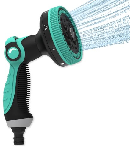 Pistola de Riego de Jardín,Pistola de Metal con 10 Modos Pulverizar Ajustable Pistola de Agua Jardin De Mano De Alta Presión,para Limpieza de Autos,Duchas de Mascotas,Riego de Césped (Verde)