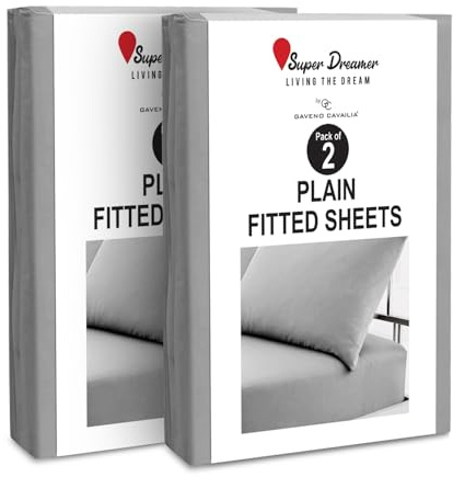 GC GAVENO CAVAILIA 2 Pack Fitted Sheet Single - Deep Pocket 25cm - Microfiber Bed Sheet (91x190 cm) - Wrinkle & Fade Resistant - Elastic Corners - Breathable & Easycare Bottom Sheet - Grey