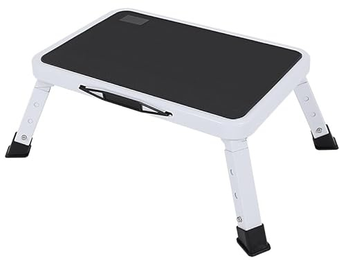 3-Level Adjustable Folding Step Stool for Adults & Seniors – Heavy Duty 330 lbs, Foldable RV Step Stool, Sturdy Metal Collapsible Stool for Kitchen, Office, SUV, Bedroom & More