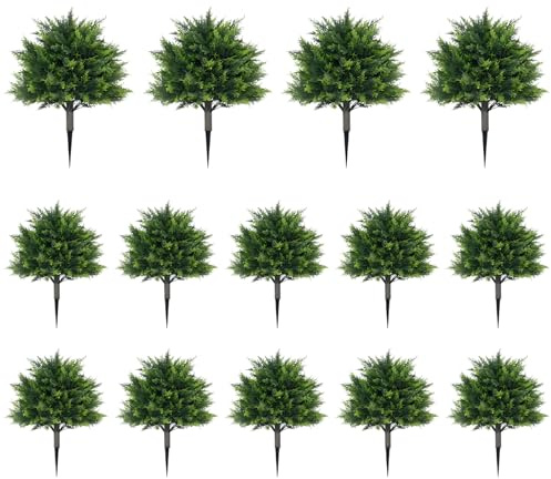 Tressify 14 alberi di cedro finto arte topiaria, 45 cm, arbusti artificiali con inserto da 15 cm, decorazione per interni ed esterni