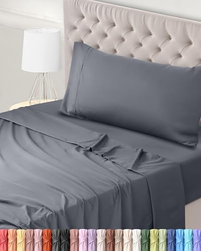 Utopia Bedding Bed Sheet Set Single, Grey, 3 Piece – Fitted Sheet, Flat Sheet with 1 Pillow Case 50x75 – Wrinkle, Shrinkage and Fade Resistant – Oeko-Tex Certified, Polyester Microfiber Fabric