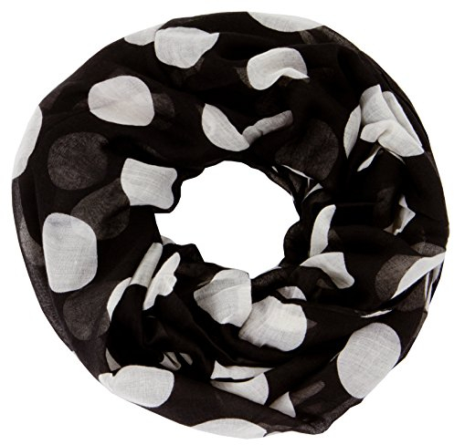 Ava Mia Loop Schal Schlauchschal mit Punkte gemustert 80 x 170 cm, Schwarz-Weiss