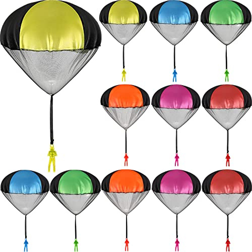 Vinsot 36 Pieces Army Parachute Toy Parachute Flying Toys Action Figures Toy Hand Throwing Army Men Toy Figures No Battery Throwing Toys for Present Teens Boys Outdoor Games (Solid Color Style)