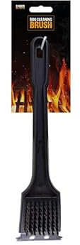 Black Plastic & Metal BBQ Cleaning Brush, 30cm - Durable, Ideal for Post-Cooking Barbecue Maintenance, 1 Piece