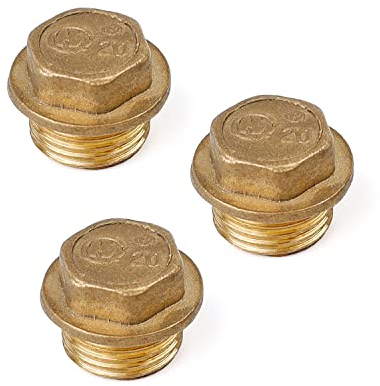 KINHARD Bouchons de Tuyau Laiton, 3 Pieces 1/2 Bouchons de Tuyau Hexagone, Bouchon Laiton Tuyaux Accessoires Pour Radiateurs, Collecteurs et Systèmes D'eau