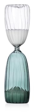 Ichendorf Milano Clessidra 15 Minuti, Trasparente - Verde Scuro, Collezione Times, Vetro Borosilicato, Fatto a Mano